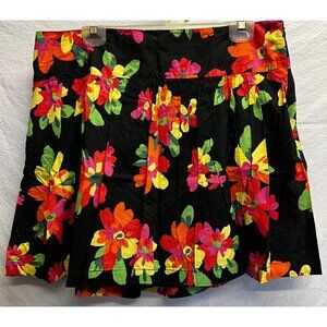Ann Taylor Loft Womens Floral Skirt Black Multicolor Size 16 Made In India